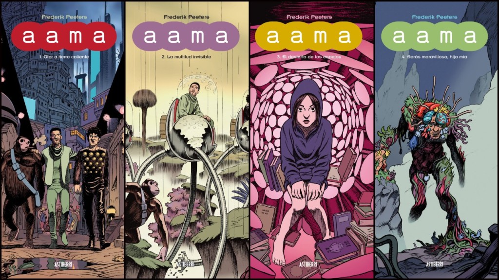 Portadas de todos los tomos del cómic Aama de Frederik Peeters